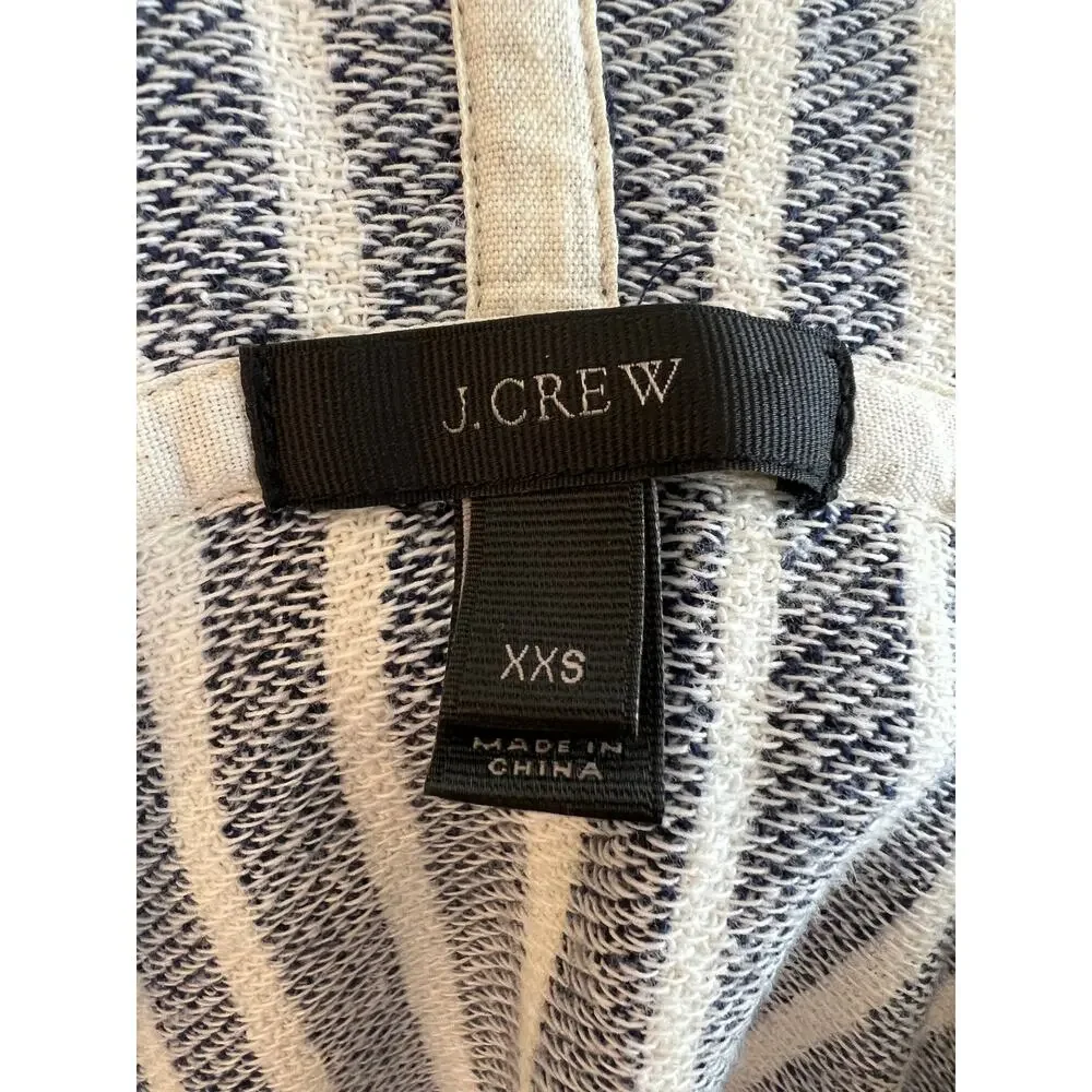 J Crew Baja Blue White Striped Terry Cotton Drawstring Hoodie Sweater B8539 XXS